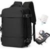 HPLQQ Zaino Ryanair 40x30x20 Sottovuoto Bagaglio a Mano Donna Zaino da Viaggio 40x30x20 Wizzair Borse da Cabina per Easyjet Uomo per Laptop 14 Pollici Trekking Casual Daypack,B01-Nero