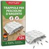 Pattler Trappola Pesciolini d'Argento con Finestre di Controllo - 12 Pezzi. Trappole Pesciolini Argento con Sistema Adesivo Senza Veleno per Eliminarli e Controllarli in Bagno, Cucina e Cantina.
