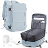 HPLQQ Zaino Ryanair 40x30x20 Zaino Sottovuoto da Viaggio con Pompa Aereo Bagaglio a Mano Borsa da Cabina per Uomo e Donna Lavoro e Scuola Casual Daypack Impermeabile per laptop 14",L-Grigio-blu