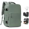 HPLQQ Zaino Ryanair 40x30x20 Zaino Sottovuoto da Viaggio con Pompa Aereo Bagaglio a Mano Borsa da Cabina per Uomo e Donna Lavoro e Scuola Casual Daypack Impermeabile per laptop 14",X02-Verde