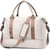 HPLQQ Grande Borsone da Viaggio Donna Bagaglio a Mano, Borsa Sportiva Borsone da Palestra con Scomparto per le Scarpe, Borsa da Weekend, Ospedale Parto, Danza, 50L,A01-Beige-Marrone
