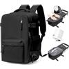 BJLFS Zaino Ryanair 40x30x20 Sottovuoto con Pompa Zaino da Viaggio Ryanair 40x20x25 Borse da Cabina per Wizzair Bagaglio a mano Easyjet 45x36x20 Sottovuoto Zaino Casual,Nero