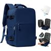 HPLQQ Zaino Ryanair 40x30x20 Zaino Sottovuoto da Viaggio con Pompa Aereo Bagaglio a Mano Borsa da Cabina per Uomo e Donna Lavoro e Scuola Casual Daypack Impermeabile per laptop 14",M-Blu Reale