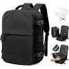 HPLQQ Zaino Ryanair 40x30x20 Sottovuoto Bagaglio a Mano Donna Zaino da Viaggio 40x30x20 Wizzair Borse da Cabina per Easyjet Uomo per Laptop 14 Pollici Trekking Casual Daypack I01-Nero