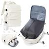 HPLQQ Zaino Ryanair 40x30x20 Sottovuoto da Viaggio con Pompa Aereo Bagaglio a Mano Borsa da Cabina per Uomo e Donna Lavoro e Scuola Trekking Casual Daypack Impermeabile per laptop 14",O-Bianco sporco