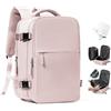 HPLQQ Zaino Ryanair 40x30x20 Zaino Sottovuoto da Viaggio con Pompa Aereo Bagaglio a Mano Borsa da Cabina per Uomo e Donna Lavoro e Scuola Casual Daypack Impermeabile per laptop 14",M-Rosa Chiaro