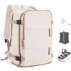 SEAFEW Zaino Sottovuoto da Viaggio con Pompa Borsa da Cabina per Ryanair 40x30x20 Aereo Bagaglio a Mano per Easyjet Impermeabile Lavoro e Scuola Trekking Casual Daypack per 14" laptop,H02-Beige Braun