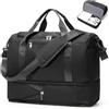HPLQQ Borsone da Viaggio Donna Bagaglio a Mano Ryanair 40x30x20, Borsa Sportiva Borsone da Palestra con Scomparto per le Scarpe, Borsa da Weekend, Ospedale Parto, Danza,D02-Nero