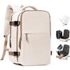 HPLQQ Zaino Ryanair 40x30x20 Zaino Sottovuoto da Viaggio con Pompa Aereo Bagaglio a Mano Borsa da Cabina per Uomo e Donna Lavoro e Scuola Casual Daypack Impermeabile per laptop 14",M-Beige Marrone