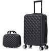 CELIMS - Valigia Cabina 55x40x20 con BeautyCase| Trolley Cabina | Trolley Bagaglio a Mano | Valigia Rigida Piccola | Nero