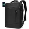 BAGZY Zaino 40x30x15 Air France Iberia British Airways Bagaglio a Mano 30x40x15 cm per Aereo Impermeabile Zaini Porta PC 15.6 Pollici Cabin Bag 20L USB Connessione Zainetto da Viaggio Uomo Donna Nero