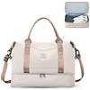 HPLQQ Borsone da Viaggio Donna Bagaglio a Mano Ryanair 40x30x20, Borsa Sportiva Borsone da Palestra con Scomparto per le Scarpe, Borsa da Weekend, Ospedale Parto, Danza,A01-Beige-Marrone