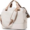 HPLQQ Borsone da Viaggio 40x20x25 Donna Bagaglio a Mano Ryanair 40x30x20, Borsa Sportiva Borsone da Palestra con Scomparto per le Scarpe, Borsa da Weekend, Ospedale Parto, Danza,C01-Beige-Marrone