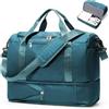 HPLQQ Borsone da Viaggio Donna Bagaglio a Mano Ryanair 40x30x20, Borsa Sportiva Borsone da Palestra con Scomparto per le Scarpe, Borsa da Weekend, Ospedale Parto, Danza,D04-Blu pavone