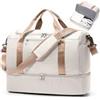 HPLQQ Borsone da Viaggio Donna Bagaglio a Mano Easyjet 45x36x20, Borsa Sportiva Borsone da Palestra con Scomparto per le Scarpe, Borsa da Weekend, Ospedale Parto, Danza,D03-Beige Marrone