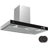 Klarstein AirNova - Cappa da Cucina da 90cm, Cappa Aspirante a Parete, 620 m³/ora, Efficienza Energetica A++, LED: 6500K, Silenziosa: 68 dB, Acciaio Inox, Ricircolo & Scarico