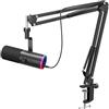 TONOR Microfono Gaming Dinamico per PC, Microfono Cardioide Streaming XLR/USB con Braccio per Podcasting/Studio, Cancellazione Rumore IA, RGB Controllabile, Jack Cuffie 3,5 mm, Nero, TD510 AIR H+