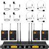 TONOR UHF Sistema Microfonico Wireless con Microfoni Headset/Lavalier e Bodypack, Ricevitore Ricaricabile, 4x5 canali, Portata 90 m, per Registrazione di Discorsi Speaker Chiesa Feste Mixer
