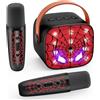 Braxel Karaoke per Bambini con 2 Microfono Wireless Bluetooth, Regalo Bambino 3-12 Anni Portatile Canta Tu Karaoke Microfono con DSP e Luci LED Spider Giocattolo Giochi Bambini 3-12 Anni
