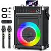 JYX Karaoke con 2 Microfono Wireless 2026 Upgrade, 380W Cassa Bluetooth 5.3, Altoparlanti Karaoke Professionali e Luci da DJ per Feste, PA Sistema Portatile Compatibile con TWS/AUX/FM/USB/TF, Nero