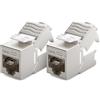 deleyCON 2x Modulo Keystone RJ45 Senza Utensili (10 Gbit/s, 500 MHz) LSA Completamente Schermato STP - Presa LAN per Cavi Patch Ethernet CAT8 CAT7 CAT6 CAT5, per Scatola a Muro e Patch Panel
