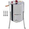 Arebos Sfioratore manuale per miele Premium | 4 telai a nido d'ape | Estrattore tangenziale in acciaio inossidabile | Estrattore per miele con coperchio | Accessori per apicoltura e apicoltori