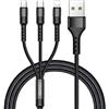 RAVIAD Multi Cavo di Ricarica 3 in 1 Multiplo Cavetto Micro USB Tipo C 3M