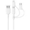 Anker Cavo iPhone, PowerLine II 3-in-1 [90 cm], Cavo USB Type-C/Lightning/Micro USB per iiPhone XS/XS Max/XR / 8/8 Plus, iPad, Huawei, HTC, LG, Samsung Galaxy, Sony Xperia, Smartphone Android e altro