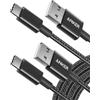 Anker Cavo USB Type-C, 331 Confezione da 2 Cavo USB C, Doppio Nylon Intrecciato da usb c a usb 2.0, cavo di ricarica per iPhone 16/16 Plus/16 Pro/16 ProMax Samsung Galaxy S10 S10+, LG V30(3m, Nero)