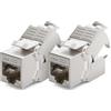deleyCON 2x Modulo Keystone Jack CAT6a Cavo Patch Cavo di Rete Connettore Schermatura STP Presa di Rete RJ45 Patch Panel Estensione del Supporto Keystone