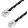 deleyCON 3,0m Linea Telefonica - RJ11 Cavo Modulare 6P4C Western - 2x Connettore RJ11 con Flat per Presa Telefono Modem Router Fax ISDN DSL VDSL Internet Nero