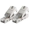 deleyCON 2x Connettore di Rete CAT 6a RJ45 con Connessione LSA per Cavi di Installazione Rigidi Schermati 10 Gbit/S Cavo LAN Connettore per Cavo di Rete CAT6a Alloggiamento in Metallo