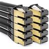 deleyCON 10x 1m Patch CAT8.1 Rete Dati S/FTP PiMF 2000 MHz 40 Gbit RJ45 LAN DSL CAT.8 Ethernet Connettore RJ45 - Nero