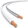 deleyCON 25m Cavo per Altoparlanti 2x 1,5mm² Alluminio Rivestito in Rame CCA Marcatura di Polarità 2x48x0,20mm Treccia BauPVO/CPR - Bianco