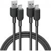 ANKER Cavo USB C, confezione da 2, 180cm, 310 caricabatterie ricarica rapida per iPhone 16, 16 Plus, 16 Pro, 16 Pro Max, Samsung Galaxy Note 10 Note 9/S10+ S10, LG V30(USB 2.0, nero)