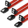 deleyCON 3x 50cm SATA 3 Nylon Cavi Set Cavo Dati 6 Gbit/s Cavo di Collegamento Cavo di Attacco Scheda Madre HDD SSD Disco Rigido 1 Spina S-ATA a 90° Rosso