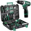 TLGREEN Cassetta Attrezzi con Trapano Avvitatore Batteria 12V, Valigia Utensili