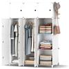 HOMIDEC Armadio Guardaroba Modulare di 12 Cubi, Portatile, con 2 Barre per Appendere Vestiti, 35 x 45 cm Scomparti più Profondi Plastici DIY Mobiletto Stanzino per camera da letto, Bianco