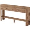 Tribesigns Tavolo consolle con 2 cassetti, 150 cm, tavolino da corridoio stretto con vano portaoggetti, tavolino da divano scanalato in stile rustico per soggiorno, corridoio, ingresso, marrone