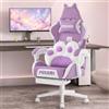 Waleaf Sedia da gaming con poggiapiedi, ergonomica per PC, in pelle, con cuscino lombare, poggiatesta, regolabile e girevole, per adulti e adolescenti, 140 kg, viola
