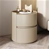 XDONE Comodino bianco in legno massello moderno e minimalista per camera da letto, comodino rotondo con cassetti portaoggetti, cassettiera, comodino in legno, mini comodino, armadietto portaoggetti ( Color