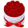 MAMAMIKO 18 Rose Stabilizzate Rosse in Scatola Suede, Rosa Eterna, Regalo per Donna