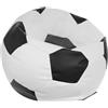 Ecopuf Football - Pouf Poltrona Sacco a forma di Palla da Calcio in Ecopelle Taglia L - Pouf a Sacco con imbottitura - Pouf Poltrona con Doppia Zip - Dim 90x55