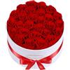 MAMAMIKO 27 Rose Stabilizzate Rosse in Scatola Suede, Rosa Eterna, Regalo per Donna