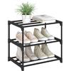 WOLTU Scarpiera, Porta Scarpe a 3 Livelli, Scaffale Stretto per Corridoio, Soggiorno, Corridoio, Struttura in Metallo, Ripiani Compatti e Rimovibili, 42 x 30 x 37 cm, Nero