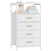 Hzuaneri Comodino, Tavolino con 4 Cassetti in tessuto, Comodini con Ripiano Aperto per Camera da Lett, per Camera da Letto, Soggiorno, 30 x 40 x 70 cm, Bianco NS40713W