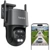 Reolink 4K PTZ Telecamera Wi-Fi Esterno a Doppio Obiettivo, Zoom Ibrido 6X | 355°Pan/90°Tilt, Rilevamento Persona/Veicolo/Animale, Auto-tracking, Visione Notturna a Colori, TrackMix WiFi Grigio