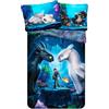 How To Train Your Dragon Set copripiumino singolo 100% cotone, motivo: draghi come addestrare il tuo set copripiumino singolo - dimensioni europee: 140 cm x 200 cm/70 m x 90 cm