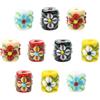 Ipotkitt 10 pezzi 5 colori 13 mm colonna di vetro con perline floreali dipinte tubo distanziatore perline per gioielli fai da te artigianato bracciali, collane, orecchini, portachiavi