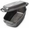 STONELINE Casseruola 40x22 cm, Rostiera con Coperchio in Alluminio Pressofuso a Induzione, Coperchio utilizzabile come Stampo, Rivestimento Antiaderente con Vere Particelle di Pietra, Colore: grigio
